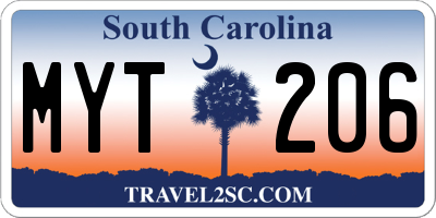 SC license plate MYT206