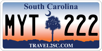 SC license plate MYT222