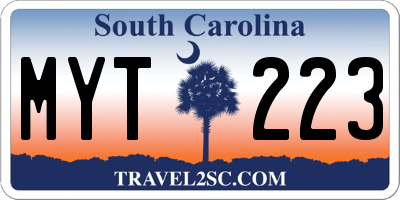 SC license plate MYT223
