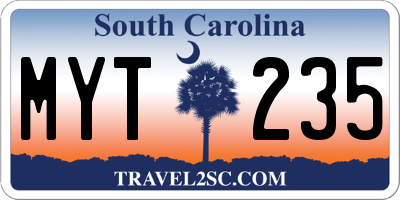 SC license plate MYT235