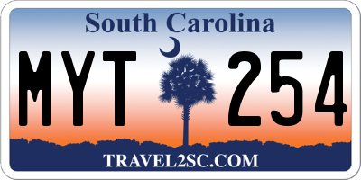 SC license plate MYT254