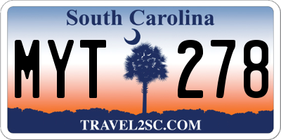 SC license plate MYT278