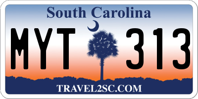 SC license plate MYT313