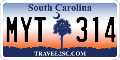 SC license plate MYT314
