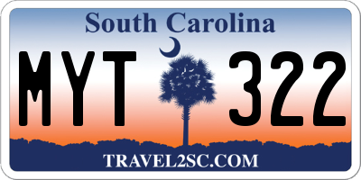 SC license plate MYT322