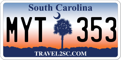 SC license plate MYT353