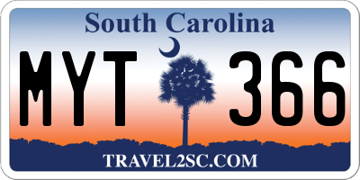 SC license plate MYT366