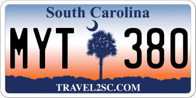 SC license plate MYT380