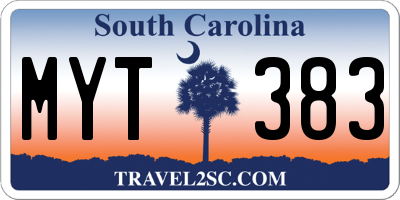 SC license plate MYT383