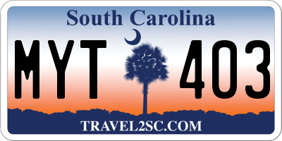 SC license plate MYT403