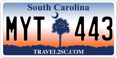 SC license plate MYT443