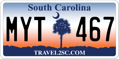 SC license plate MYT467