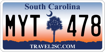 SC license plate MYT478