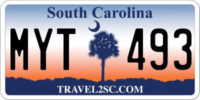 SC license plate MYT493
