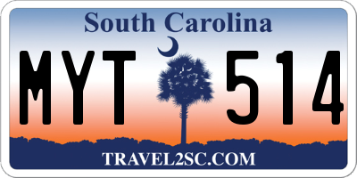 SC license plate MYT514