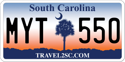 SC license plate MYT550