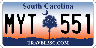 SC license plate MYT551