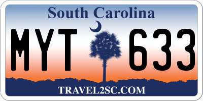SC license plate MYT633