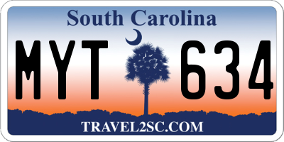 SC license plate MYT634