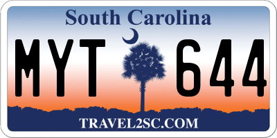 SC license plate MYT644
