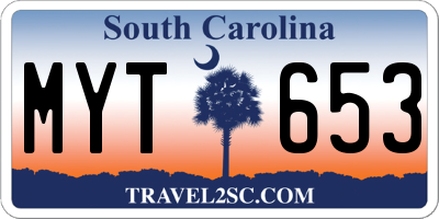 SC license plate MYT653