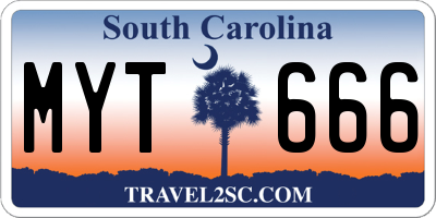 SC license plate MYT666