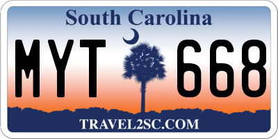 SC license plate MYT668