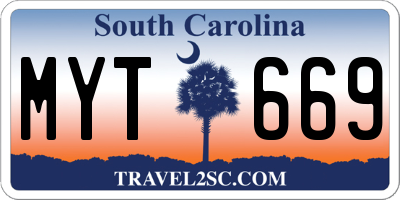 SC license plate MYT669
