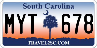 SC license plate MYT678