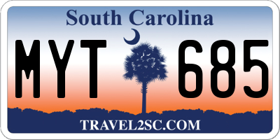 SC license plate MYT685