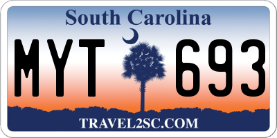 SC license plate MYT693