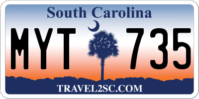 SC license plate MYT735