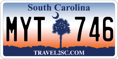 SC license plate MYT746