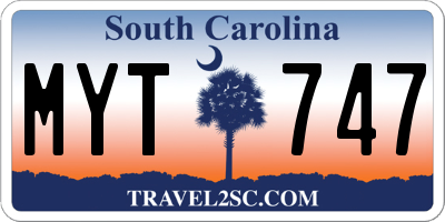 SC license plate MYT747