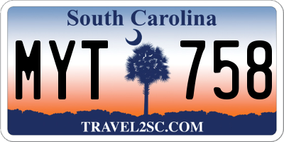 SC license plate MYT758