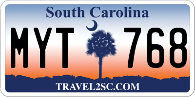 SC license plate MYT768