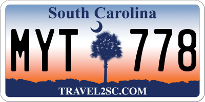 SC license plate MYT778