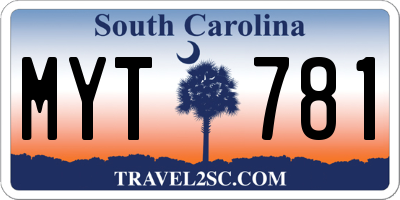 SC license plate MYT781