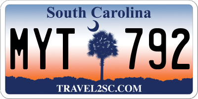 SC license plate MYT792