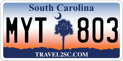 SC license plate MYT803