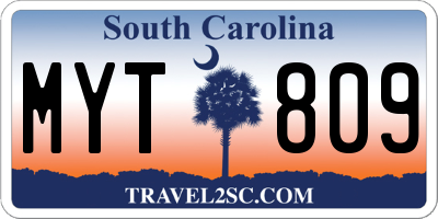 SC license plate MYT809