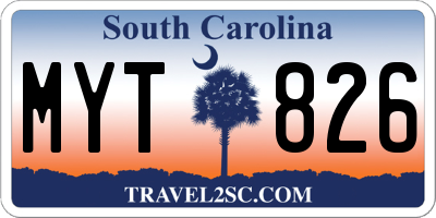 SC license plate MYT826