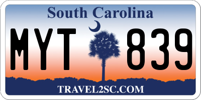 SC license plate MYT839