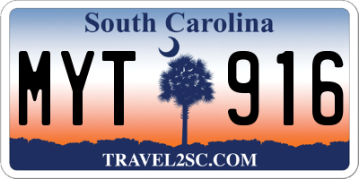 SC license plate MYT916