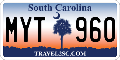 SC license plate MYT960