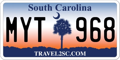 SC license plate MYT968