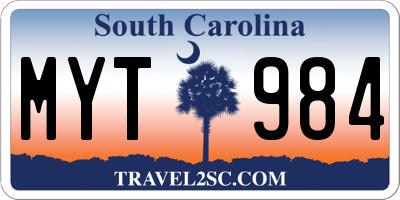 SC license plate MYT984