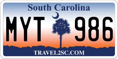SC license plate MYT986