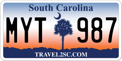 SC license plate MYT987