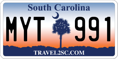 SC license plate MYT991